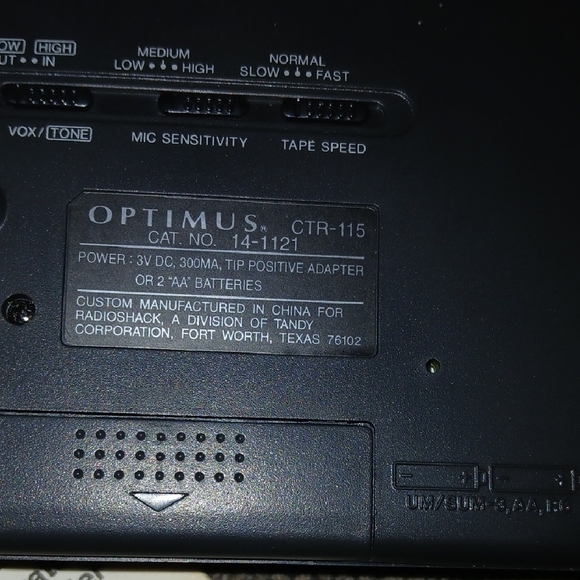 Optimus Black Cassette Tape Recorder Player with Voice Activation - Picture 9 of 9